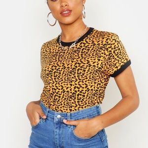 Fitted Cheetah Print Cropped Tee
